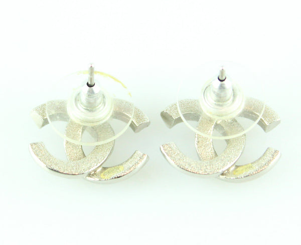 Chanel Silvertone Diamante Pairs Ornate CC Earrings 2013