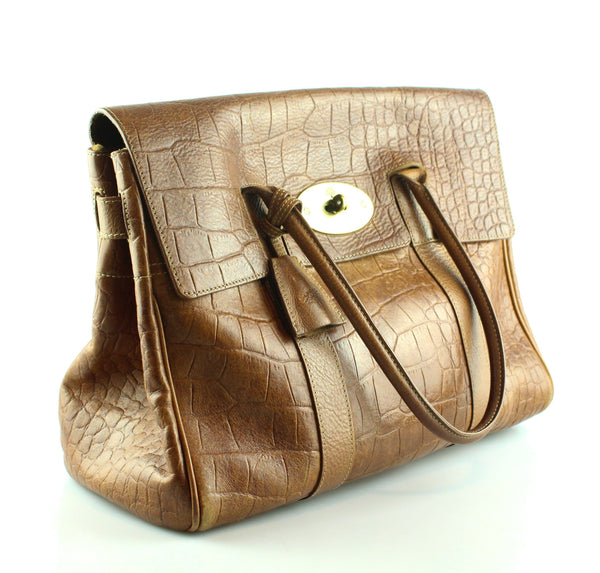 Mulberry Oak Croc Embossed Bayswater Oak With Brass Hardware