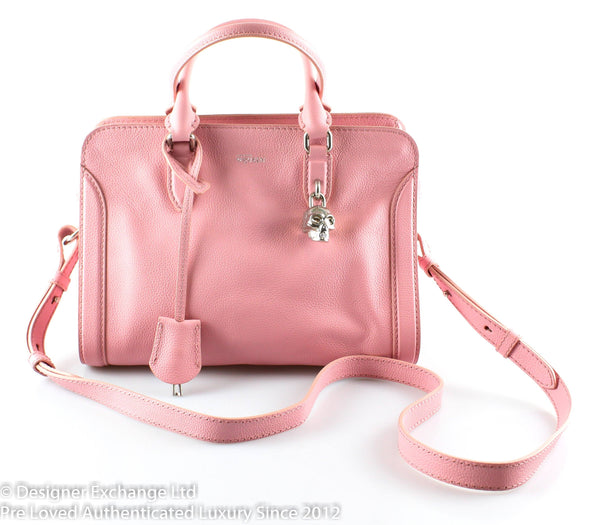 Alexander McQueen Baby Pink Leather Skull Padlock Satchel