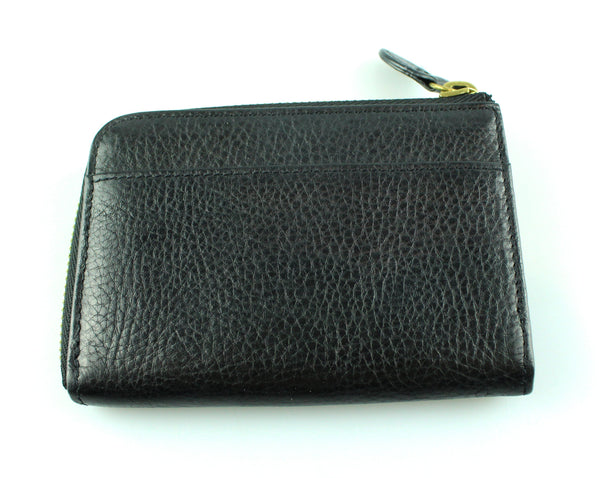 Mulberry Black 3/4 Zip Coin/Card Wallet