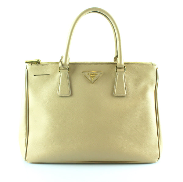 Prada Galleria Double Zip Tote Sabbia Saffiano M