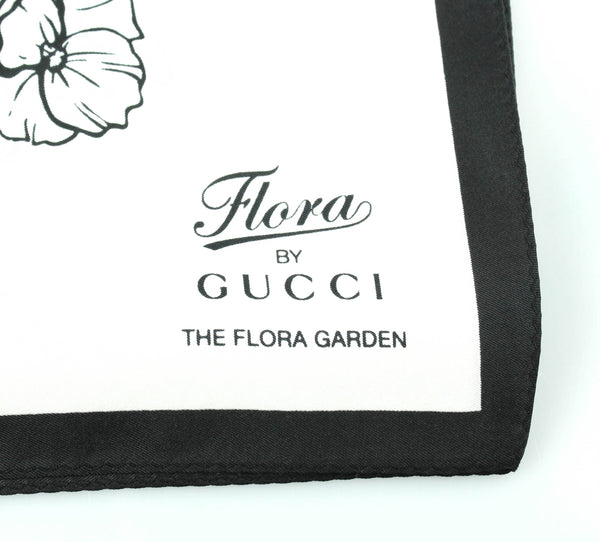 Gucci Black/White Flora Garden Silk Scarf