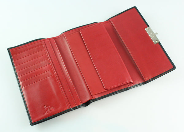 Christian Louboutin Trifold Spike Lock Calf Leather Wallet Black