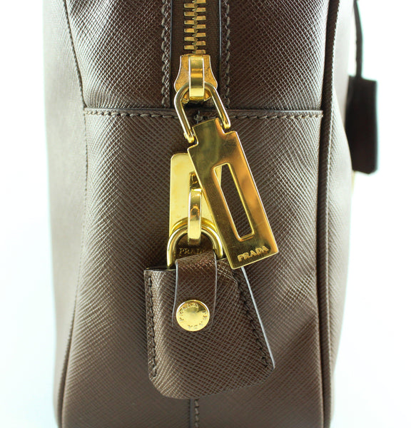 Prada Cacao Saffiano Lux Bowling Bag