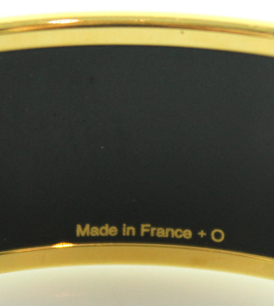 Hermes Paris Equestrian Print Enamel Bangle Small Size 62 Goldtone RRP €480