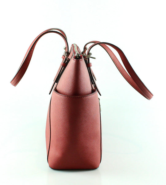 Michael Kors Red Saffiano Jet Set Zipped Tote SH