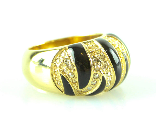 Swarovski Tiger Print Hannibal Black And Gold Ring