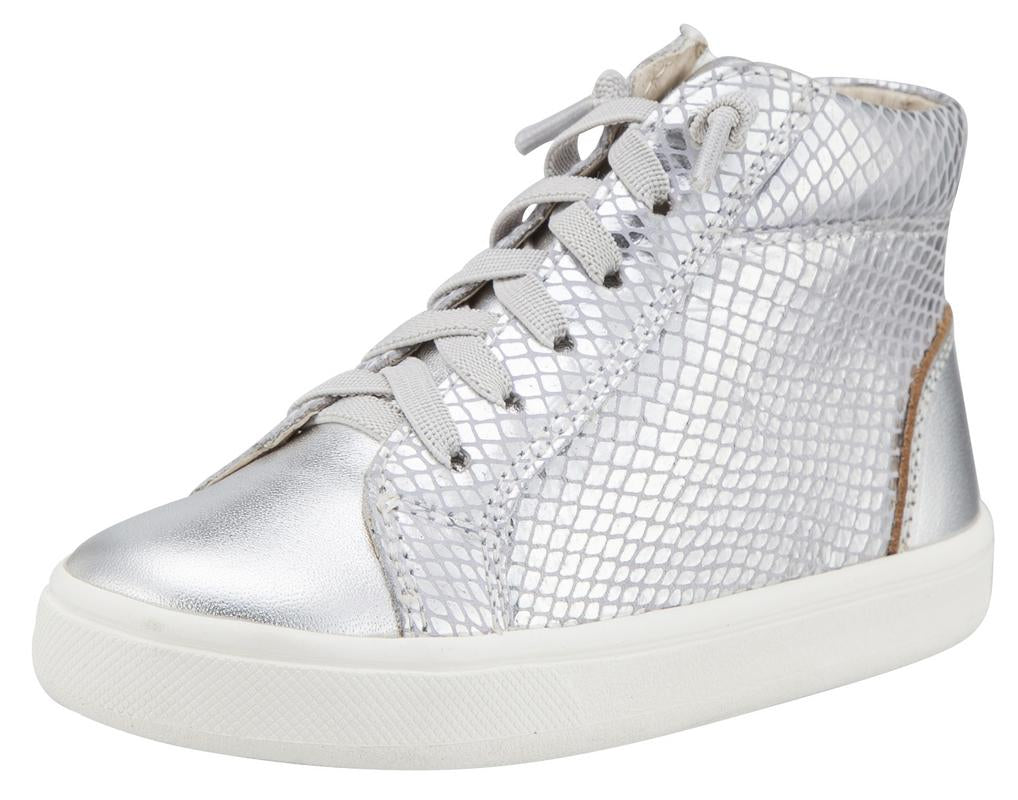 girls silver high top sneakers