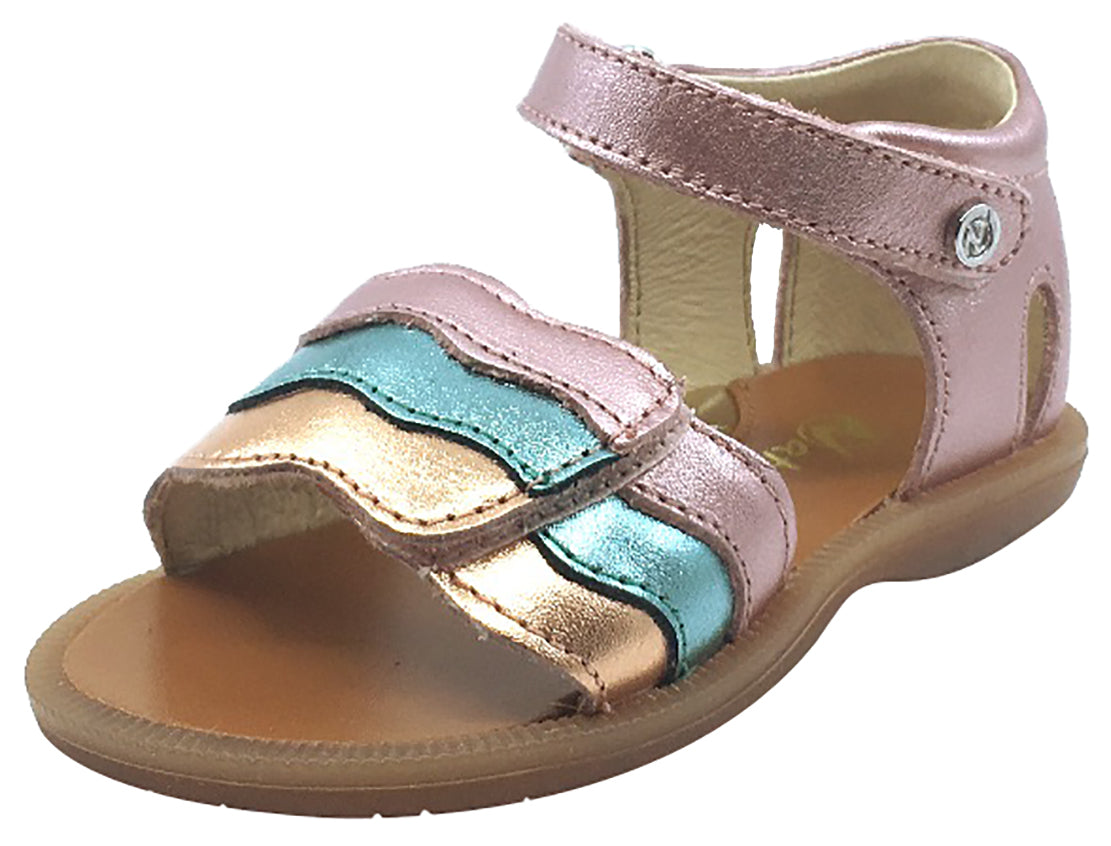 metallic rainbow sandals
