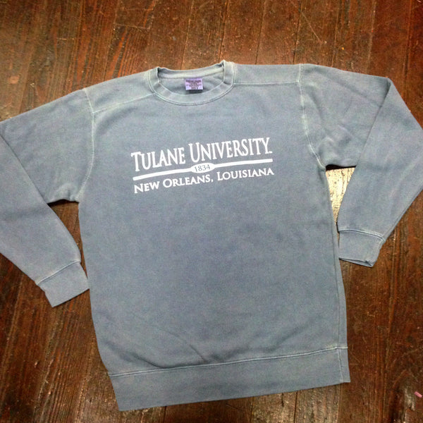 Tulane Comfort Colors Crewneck Sweatshirt Blue Jean Campus