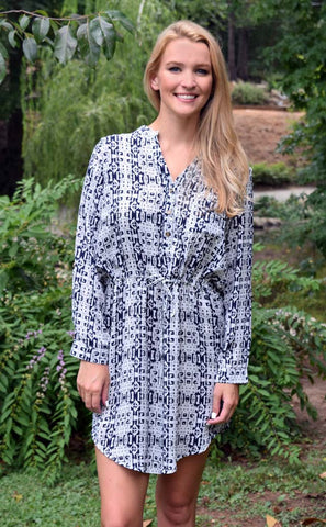 Tied To You Printed Shirt Dress