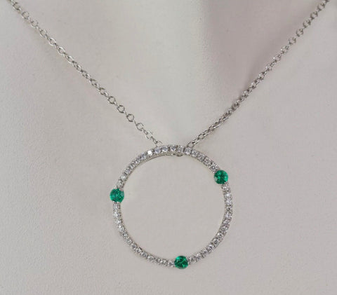 Emerald and Diamond Circle Pendant