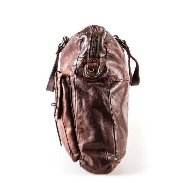 Campomaggi C4980 Italian Leather Messenger Bag, Dark Brown - Fendrihan Canada