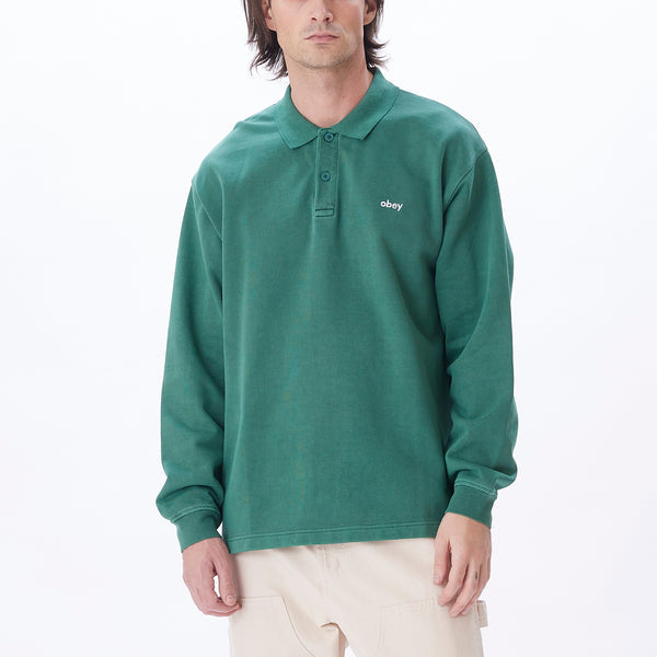 OBEY LOWERCASE PIGMENT POLO SWEATSHIRT