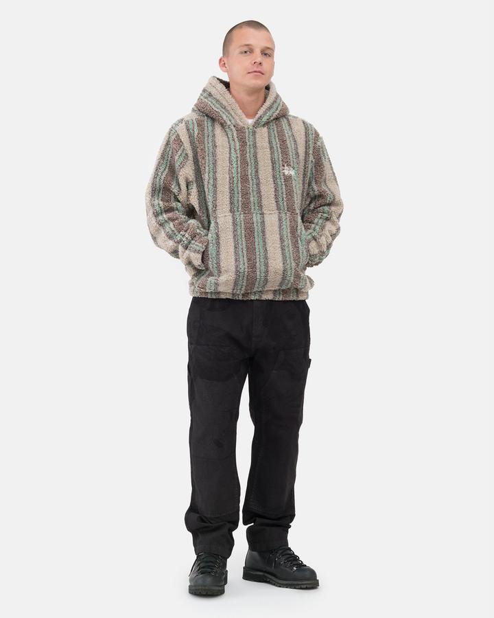 stussy stripe sherpa hoodie