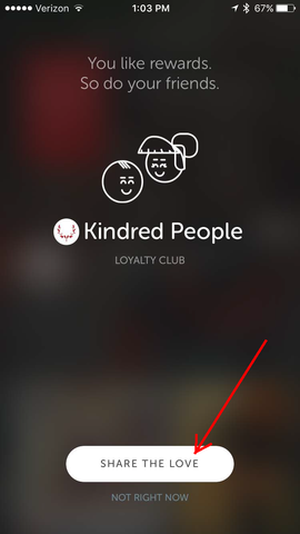 Tap share to share the Kindred People app with friends | flok