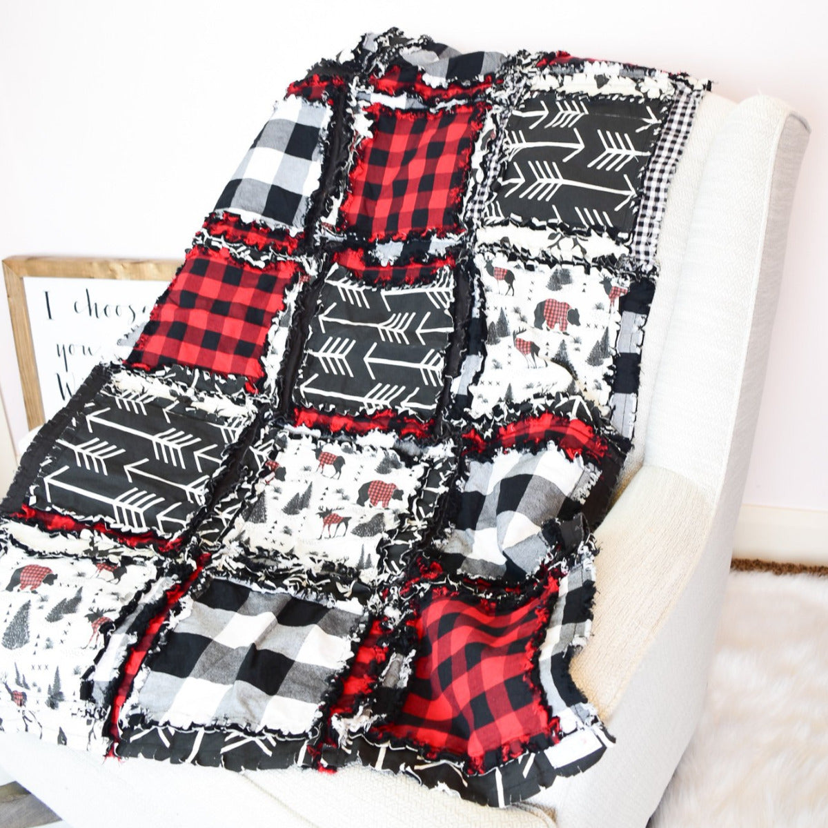 red and black plaid crib skirt