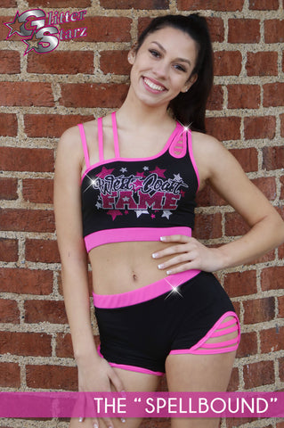 pink bling bra cheer dance summit worlds couture strappy cutouts