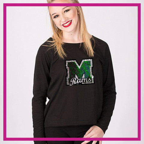 Marshfield Rams Bling Favorite Comfy Sweatshirt with Rhinestone Logo