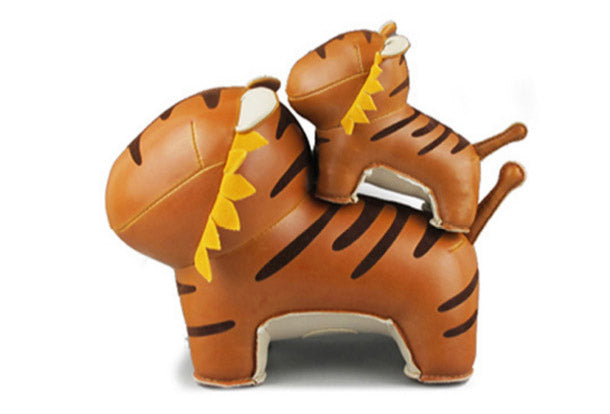  Handmade cute animal leather stuffed tiger home decoration 