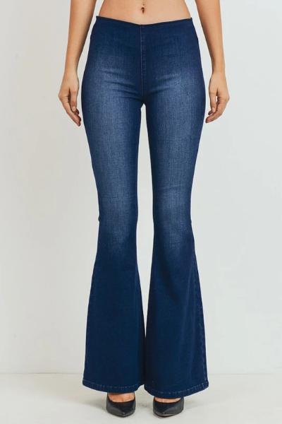 Mid Rise Pull On Flare Jeans – Free 