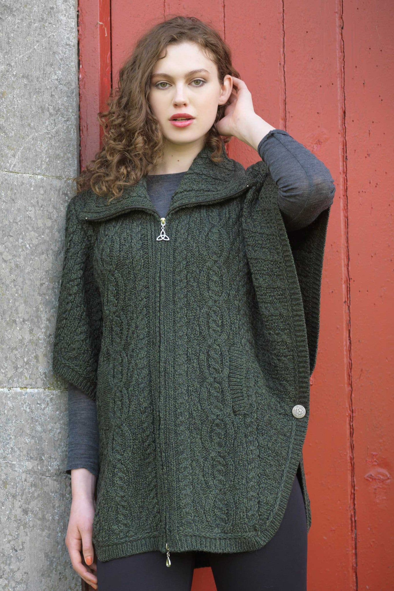 Women's Aran Funnel Neck Jacket - 100% Merino Wool – Aran Sweaters Direct