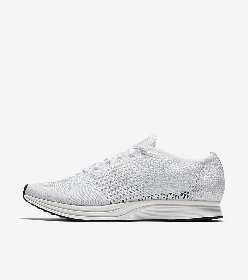 Saints SG Nike Flyknit Racer Triple White Goddess Lateral