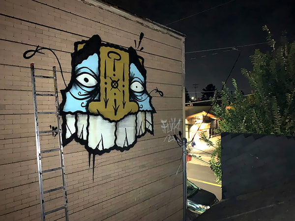 GATS Floating Totem Mask graffiti piece in Portland Oregon