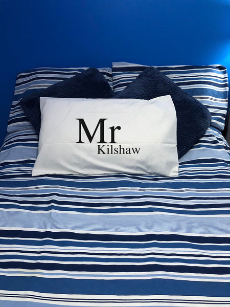 Pc09 Personalised Mr Mrs Name White Pillow Case Cover Willow