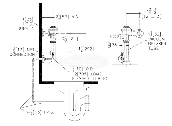 Zurn P6000 Tpo Exposed Trap Primer For Water Closet Flush Valve