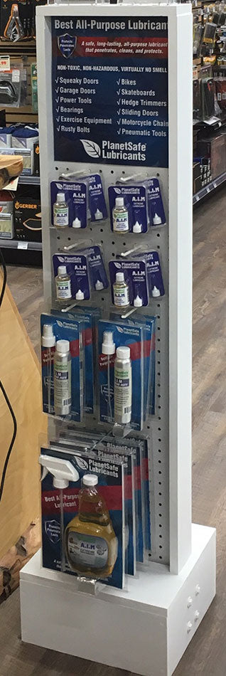 PlanetSafe Lubricants Product Display Stand for Retailers