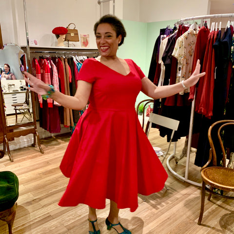 red 1950s inspired dress London shop