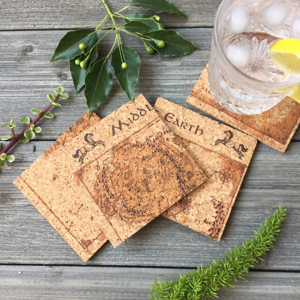 Map of Middle Earth Cork Coaster Set of 4