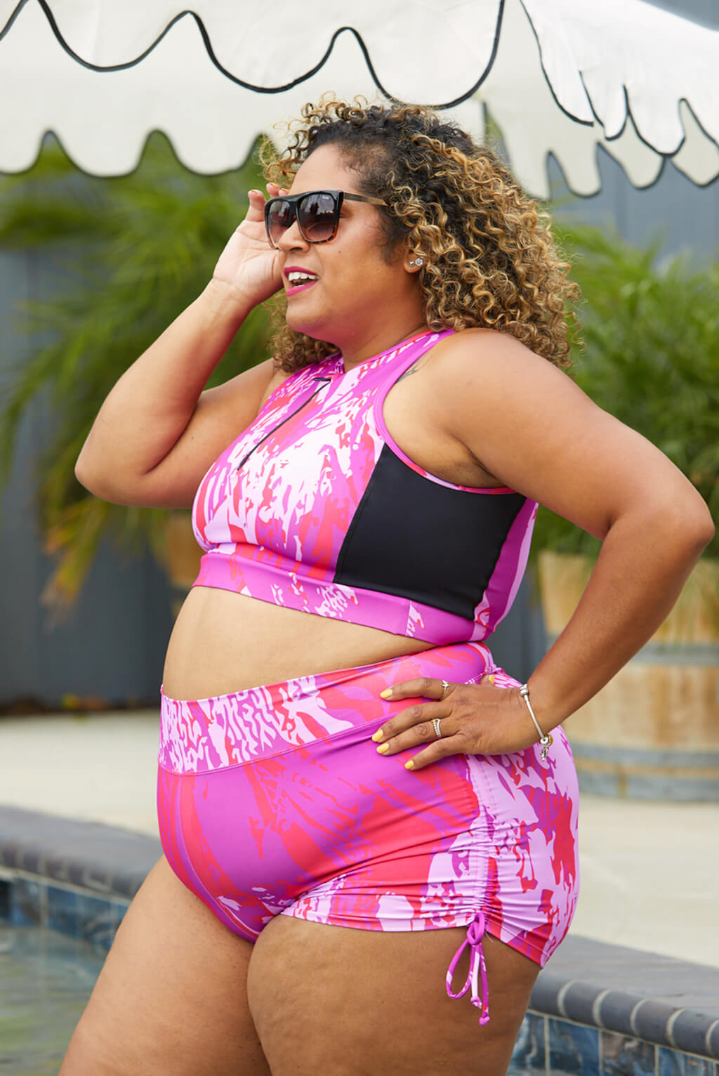 Swim Booty Shorts - Fuchsia Sunset –