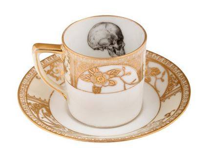 Upcycled Skull Design Gold Espresso Set of 2, Melody Rose Alternate View