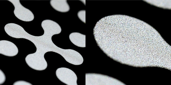 Catadioptric glass beads macro photograph inside a RydeSafe Reflective Sticker