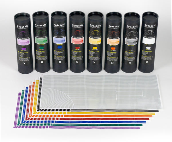 RydeSafe Reflective Stickers XL Multi Stripes Kits - available in 8 colors