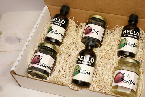 California olive oil and balsamic vinegar sampler set in a gift box