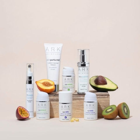 Product Image: A group shot of ARK Skincare's award winning products and their active ingredients