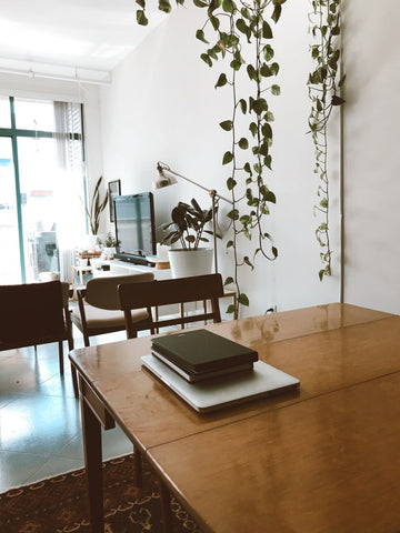 Work desk set up in a home