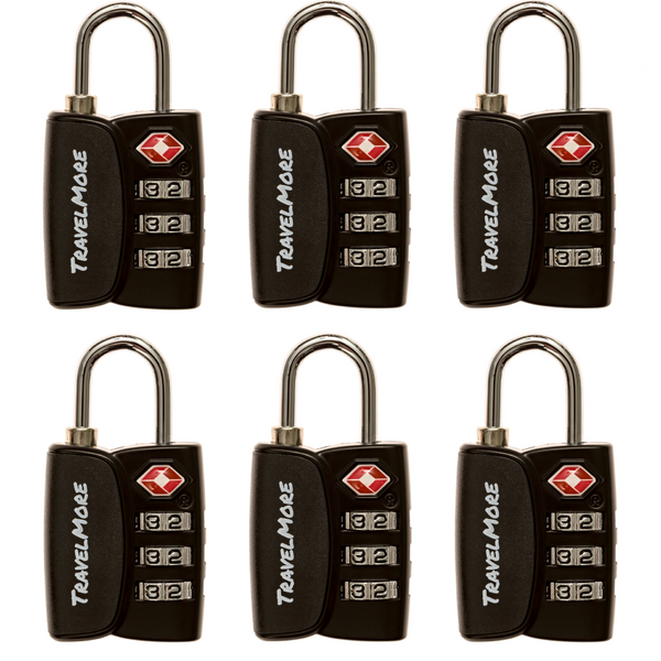 2 TSA Approved Travel Combination Luggage Locks for Suitcases 4 & 6 Pack Black 1 Pack 1