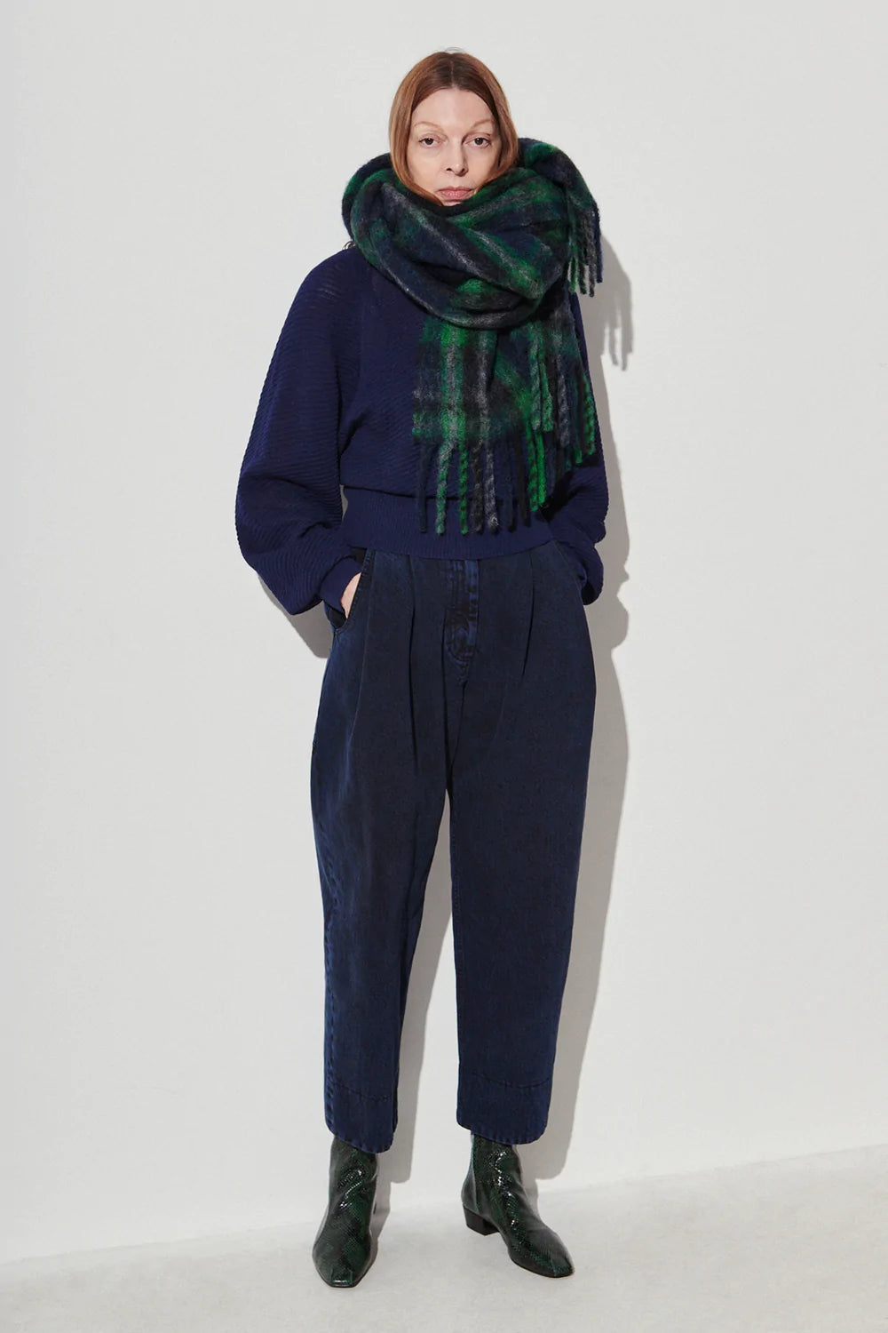 Rachel Comey Aluna Scarf-Rachel Comey plaid scarf-Rachel Comey blue green plaid scarf-Idun-St. Paul