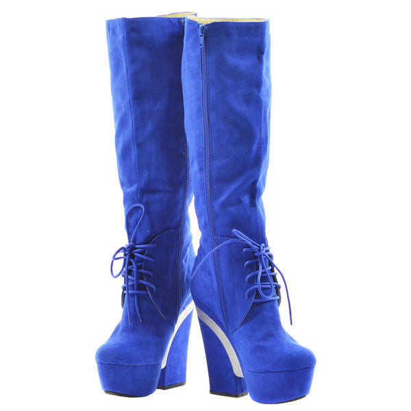 Blue Faux Suede Knee High Boots Sexyback Boutique 