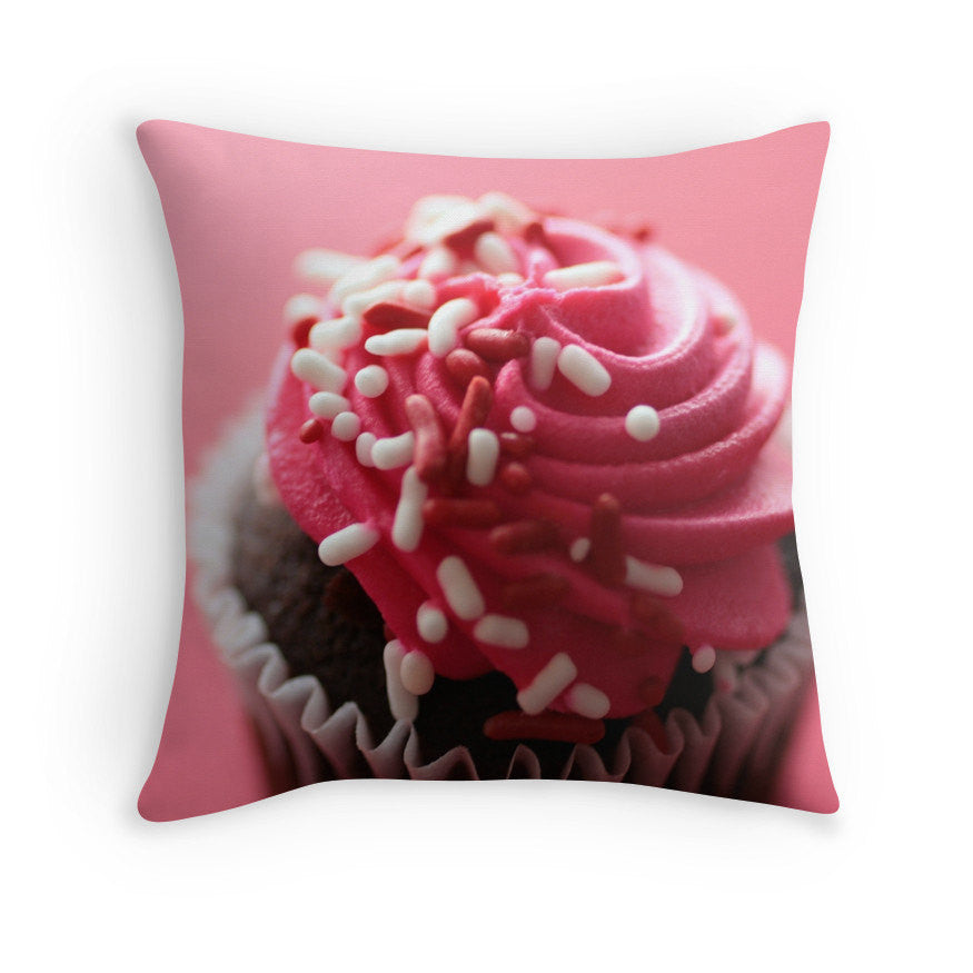 Pink Cupcake Decorative Throw Pillow – april bern photography