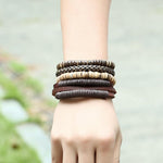 cambioprcaribe 4 Pieces Wooden Leather Bracelets