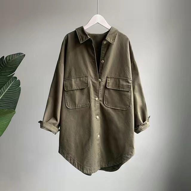 cambioprcaribe Army Green / M Fall Long Sleeve Oversized Shirt