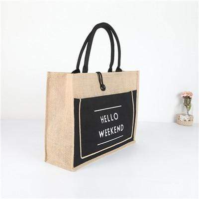 Hello Weekend Reusable Linen Shopping Bag