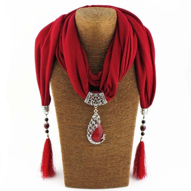 cambioprcaribe Beaded Scarf Necklace With Tassels