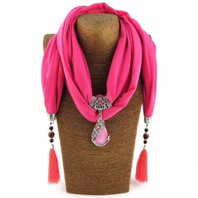 cambioprcaribe Beaded Scarf Necklace With Tassels