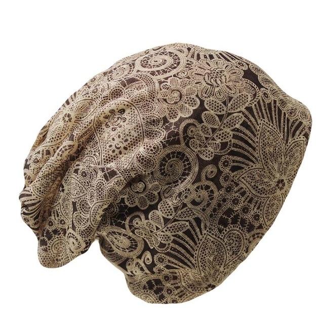 cambioprcaribe Beanie Hats brown Casual Floral Beanie Hat